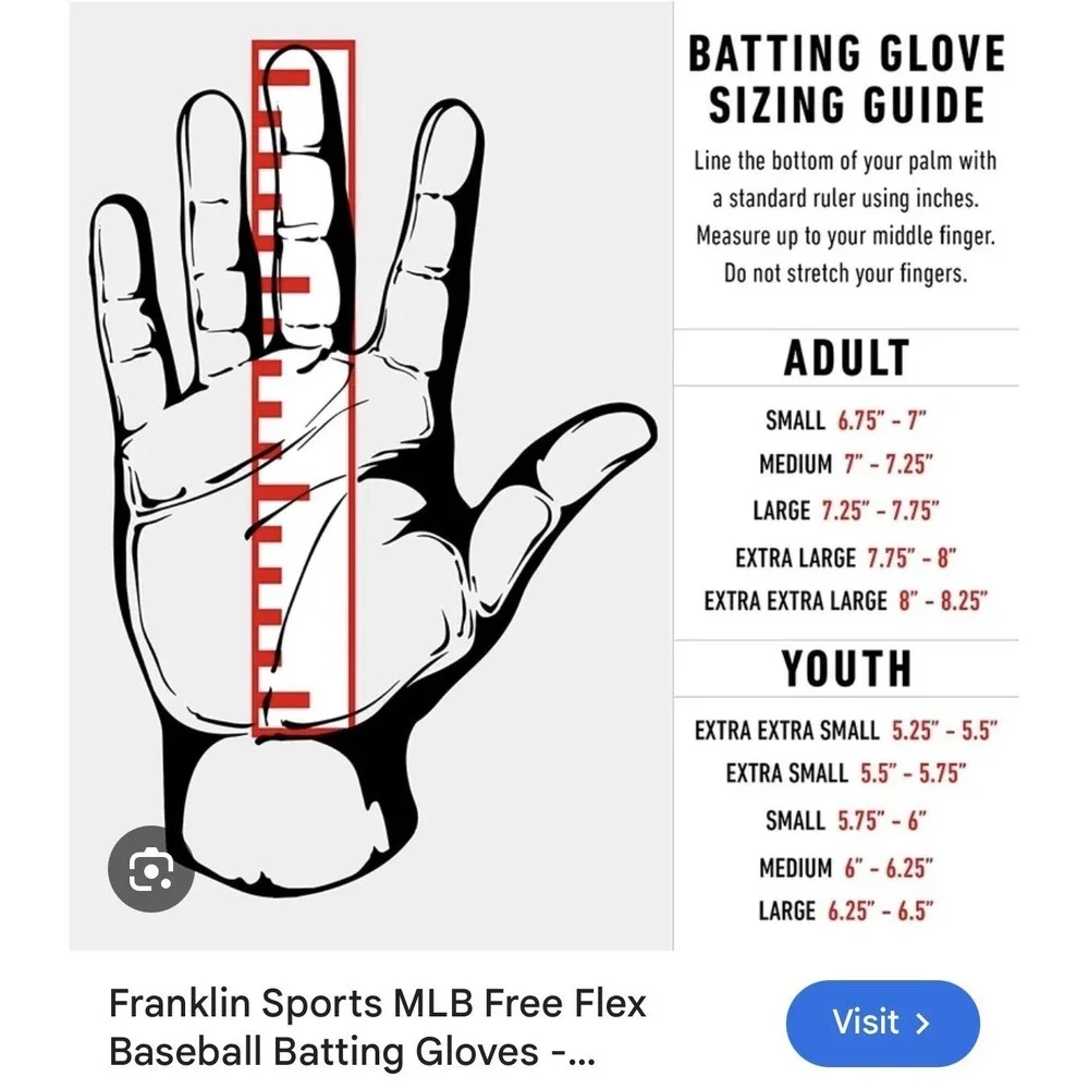 Franklin Sports MLB Freeflex Youth Size XS Batting Gloves Black & White